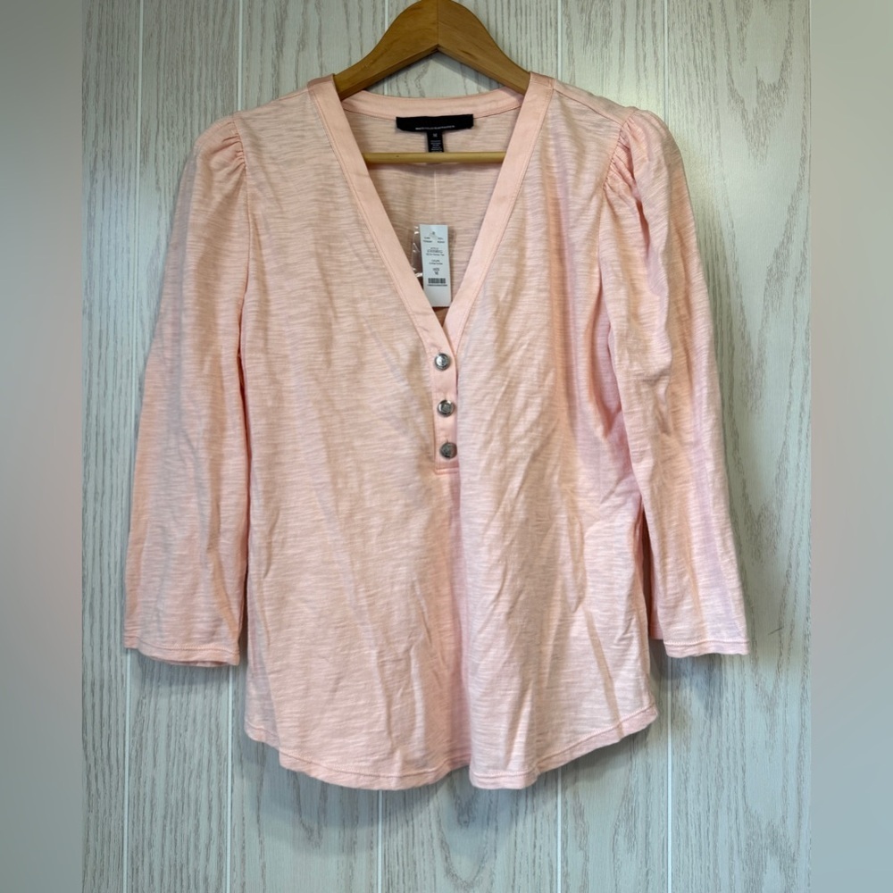 White House Black Market Chilled Sorbet Henley Top Size M NWT